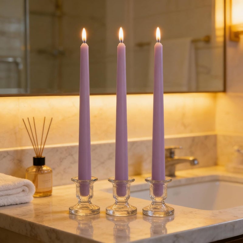 Sihuida 12-Pack Dusty Purple Taper Candles, 10 Inch Unscented Dripless Candlesticks, Long-Lasting Burn Time of 7-8 Hours, Perfect for Home Décor, Weddings, and Events - Image 5